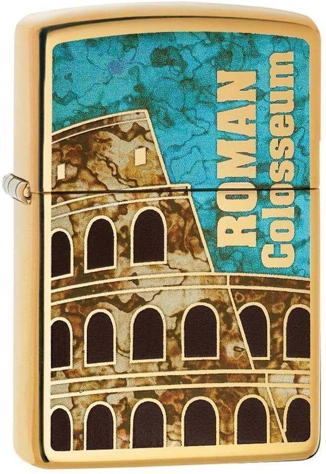 Zippo 29497 254B Roman Colosseum Windproof Lighter, Classic Model, Gold - OUTBACK