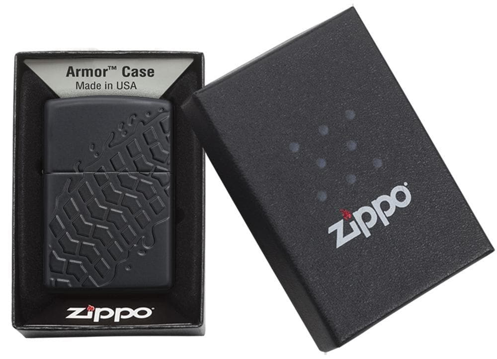 Zippo 28966 Armor Tire Tread Black Matte Windproof Lighter, Classic Model, Black - OUTBACK