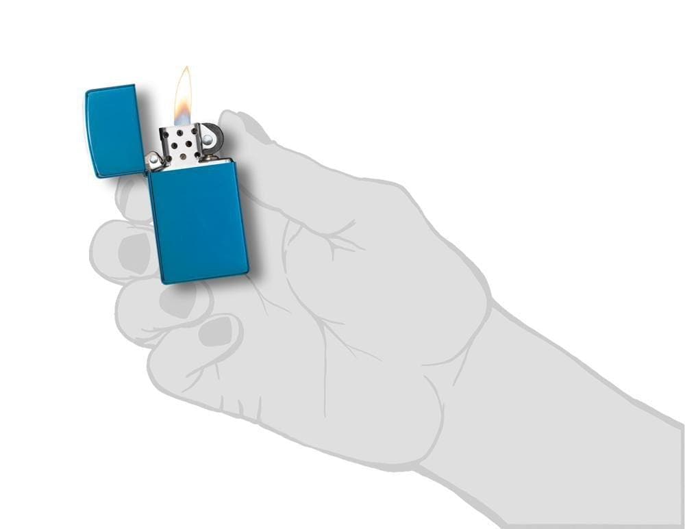 Zippo 20494 Slim High Polish Blue Windproof Lighter, Slim Model, Blue - OUTBACK