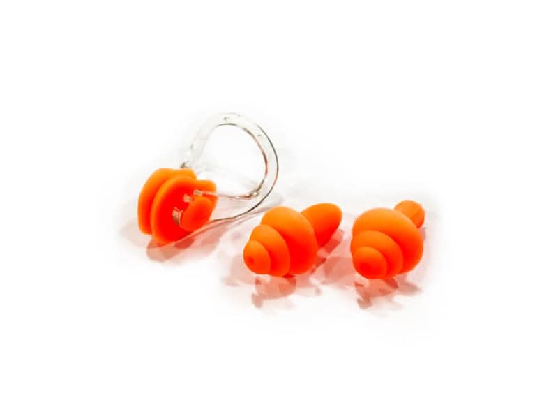 DS Swim Silicone Soft Ear Plugs & Nose Clip - Orange - Athletix.ae