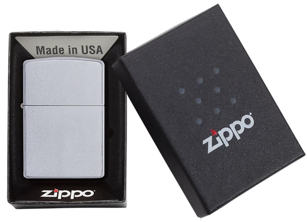 Zippo 205 Classic Satin Chrome Windproof Lighter, Classic Model, Silver - OUTBACK