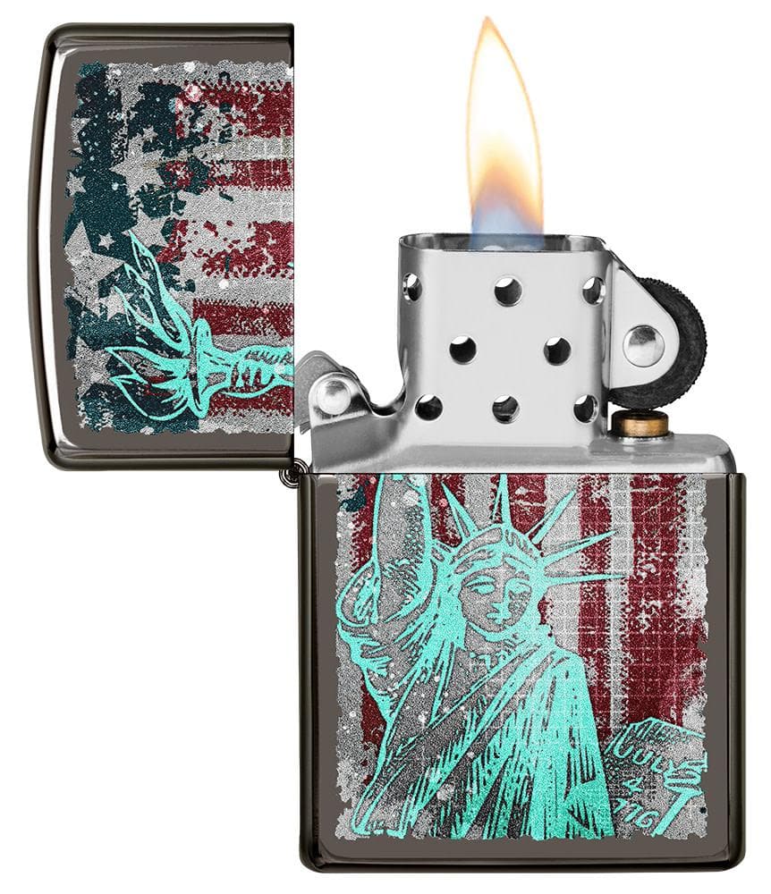 Zippo 49663 150 Statue Of Liberty Design Black Ice Windproof Lighter - OUTBACK