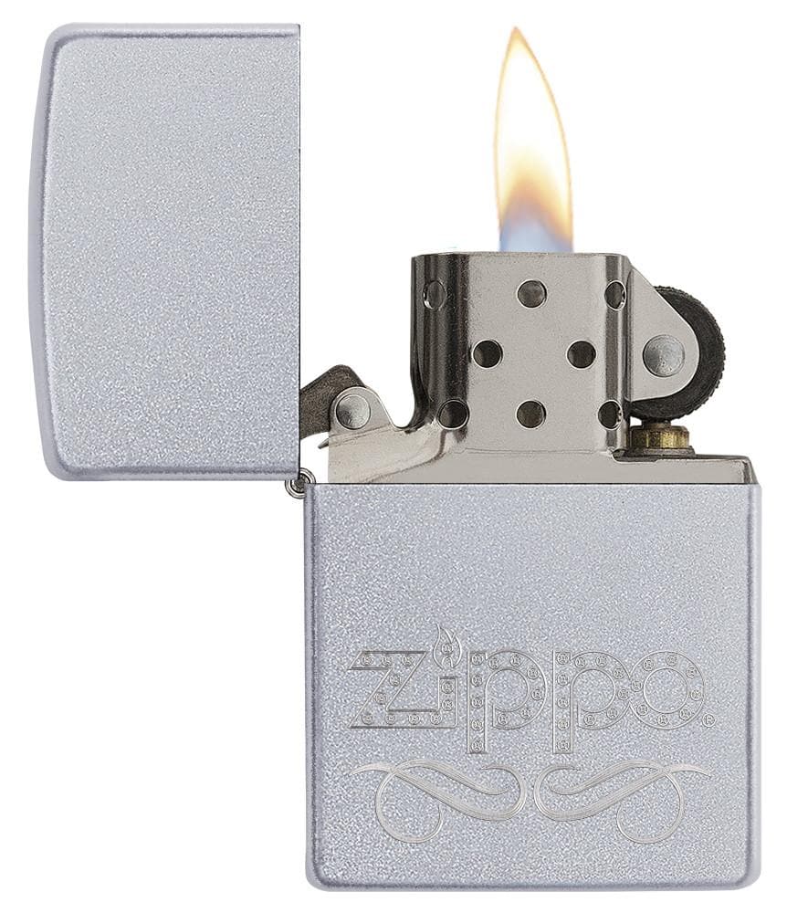 Zippo 24335 205 Zippo Scroll Satin Chrome Windproof Lighter, Classic Model, Silver - OUTBACK