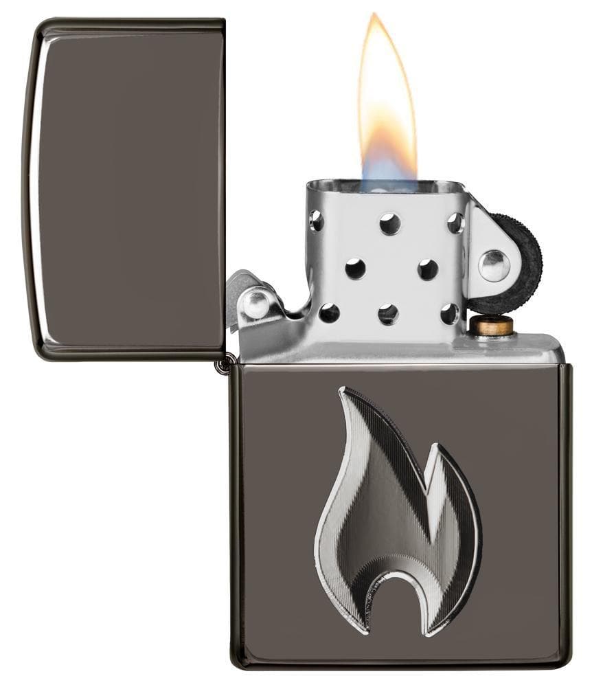 Zippo 29928 24095 Zippo 3-D Flame Design Black Ice Windproof Lighter, Classic Model, Grey - OUTBACK