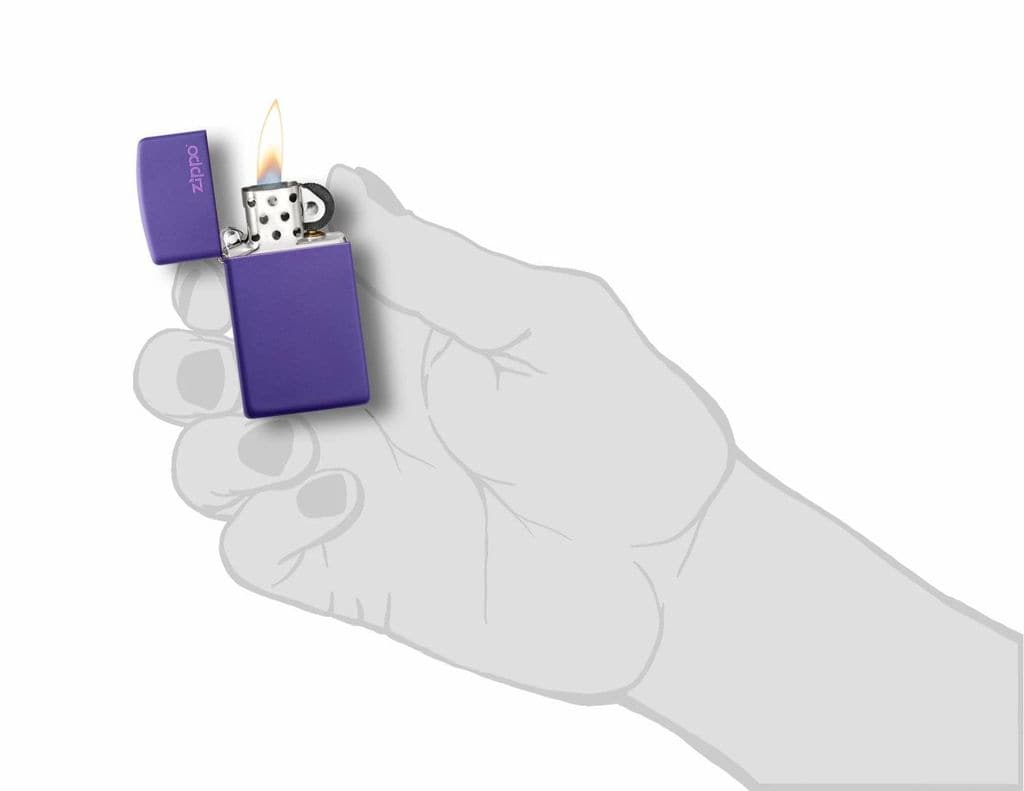 Zippo 1637ZL Slim Purple Matte Zippo Logo Windproof Lighter, Slim Model, Purple - OUTBACK