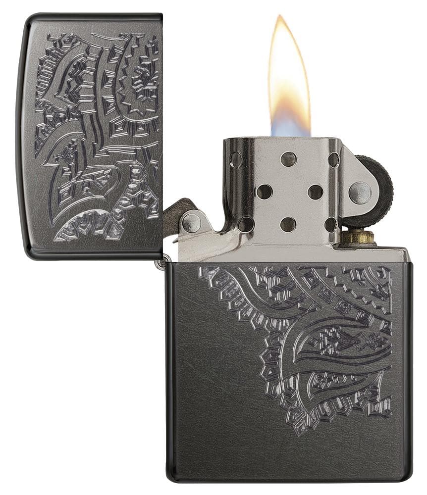 Zippo 29431 Iced Paisley Grey Dusk Windproof Lighter, Classic Model, Grey - OUTBACK