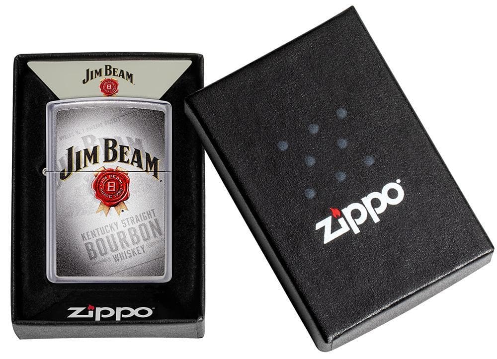 Zippo 49323 207 Jim Beam Logo Street Chrome Windproof Lighter, Jim Beam Model, Silver - OUTBACK