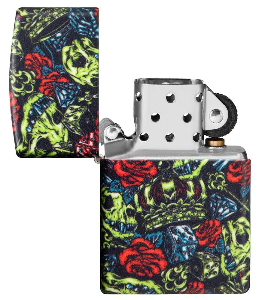 Zippo 49696 49193 Skull Crown Glow In The Dark 540 Color Windproof Lighter - OUTBACK