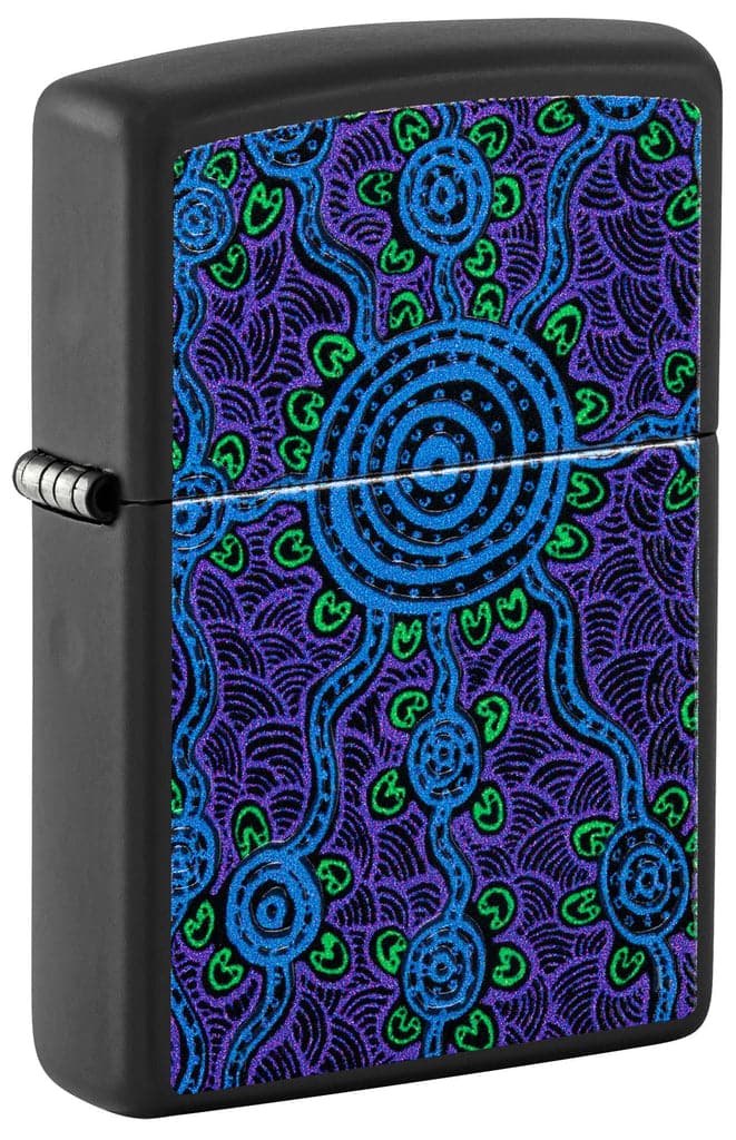 Zippo 48625 218 John Smith Gumbula Black Light Design Black Matte Windproof Lighter - OUTBACK