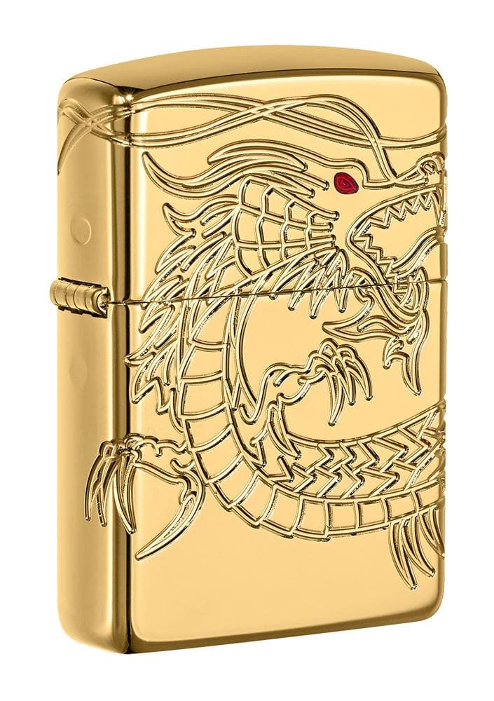 Zippo 29265 Armor Asian Dragon 360-Degree Gold Plate Windproof Lighter, Armor Model, Gold - OUTBACK