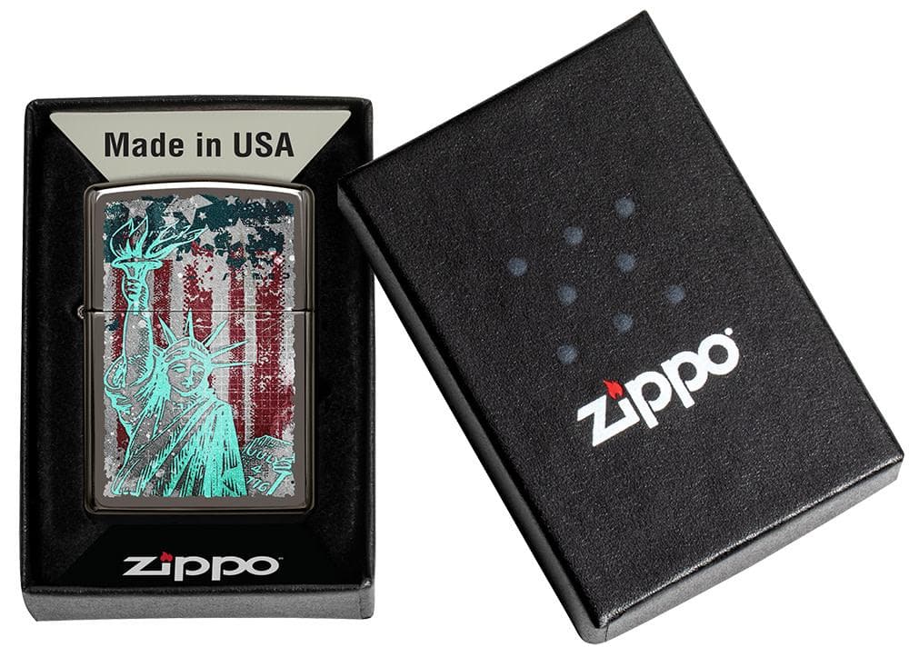 Zippo 49663 150 Statue Of Liberty Design Black Ice Windproof Lighter - OUTBACK