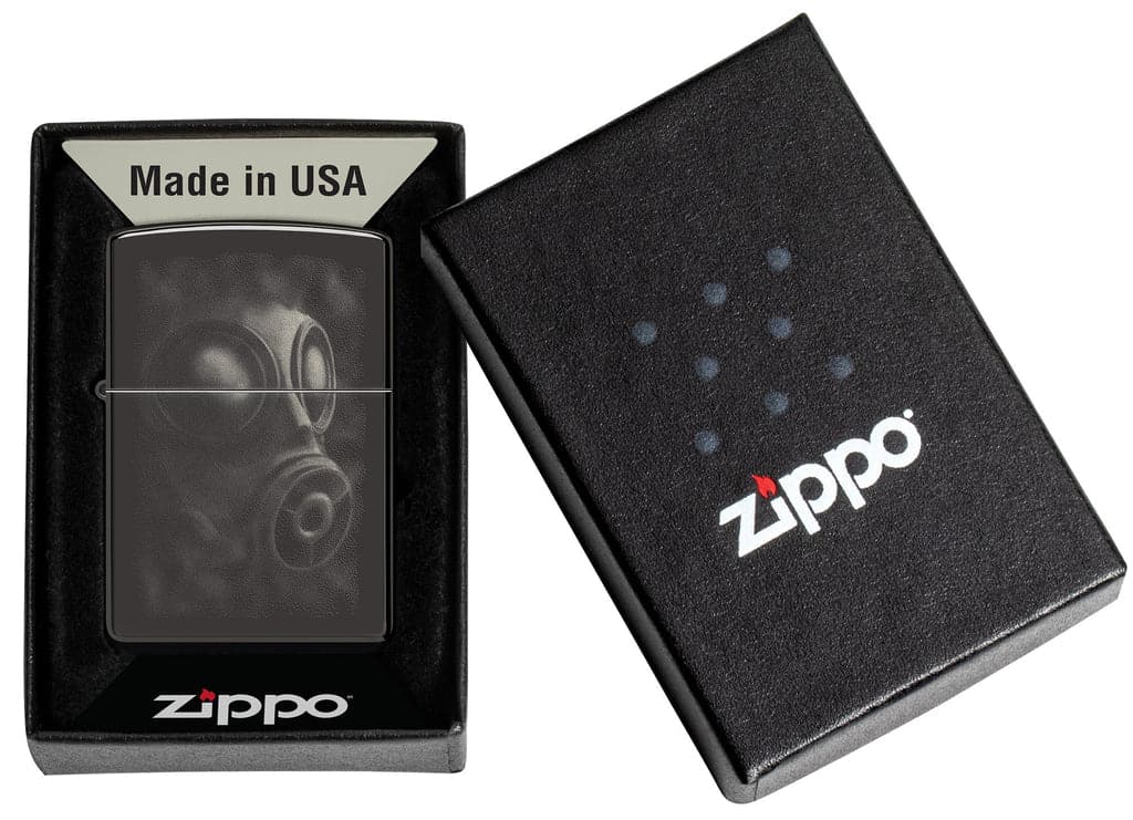 Zippo 48588 24756 Gas Mask Design High Polish Black Windproof Lighter - OUTBACK