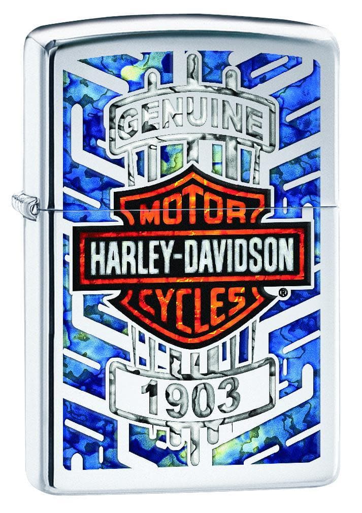 Zippo 29159 250 Harley-Davidson High Polish Chrome Windproof Lighter, Harley-Davidson Model, Silver - OUTBACK