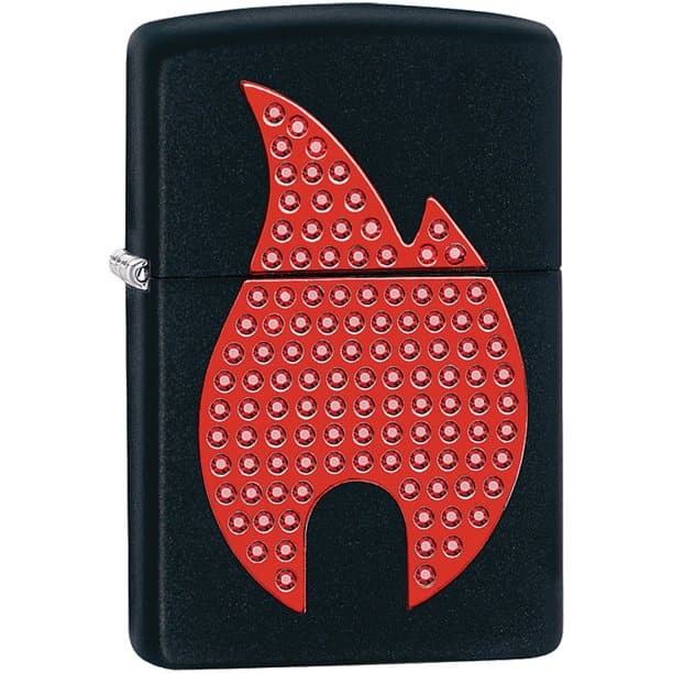 Zippo 29106 Bling Zippo Flame Black Matte Windproof Lighter, Classic Model, Black - OUTBACK