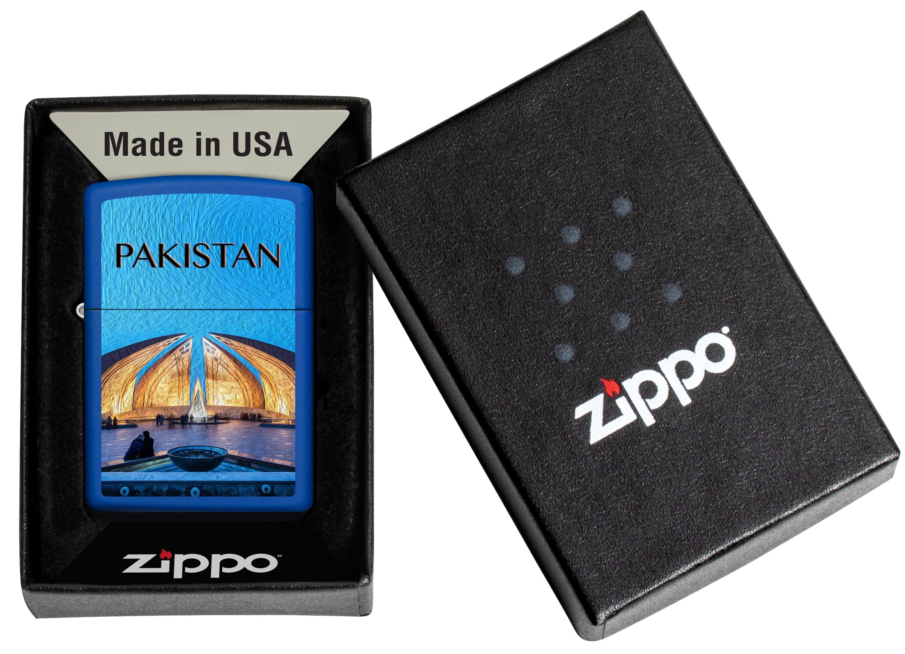 Zippo CI412702 229 Pakistan Design Royal Blue Matte Windproof Lighter, Middle East Model, Blue - OUTBACK