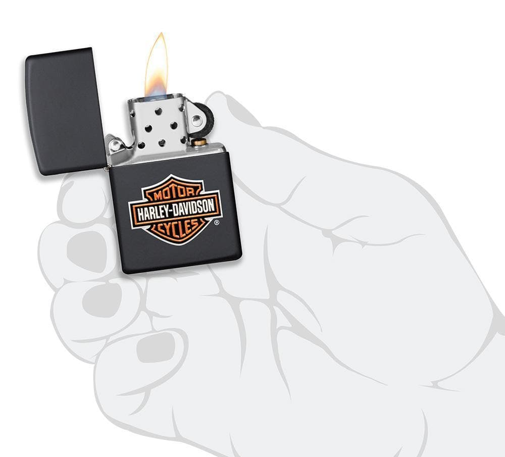 Zippo 49196 Harley-Davidson® Texture Print Classic Logo Black Matte Lighter, Harley Davidson Model, Black Matte - OUTBACK