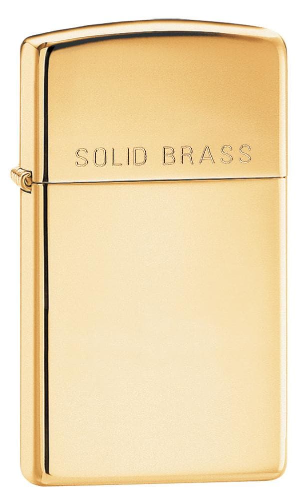 Zippo 1654 Slim Solid Brass Windproof Lighter, Slim Model, Gold - OUTBACK