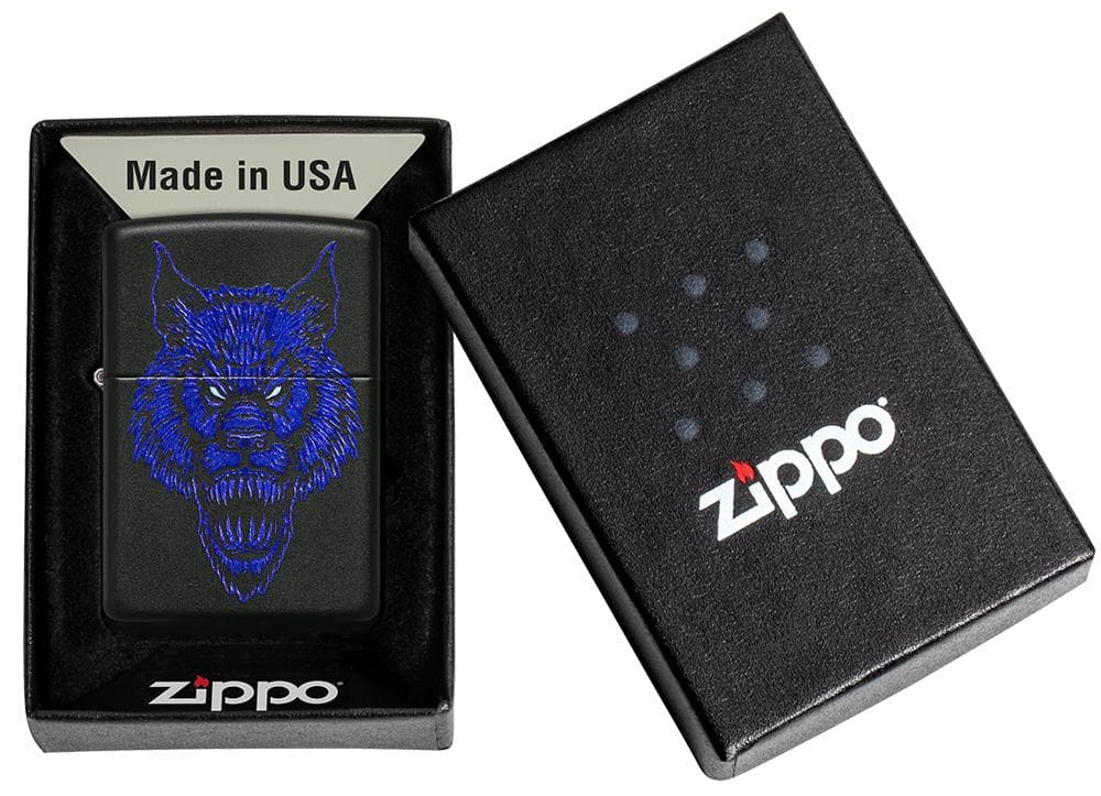 Zippo 49414 218 Werewolf Design Black Matte Windproof Lighter, Classic Model, Black - OUTBACK