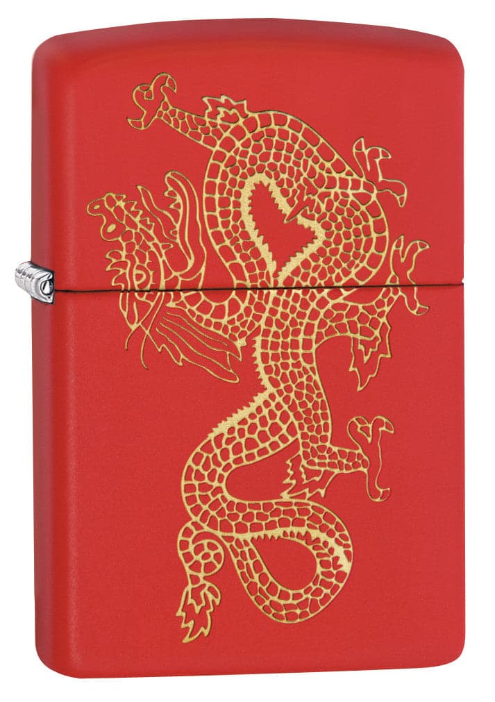 Zippo MP402962 233 Golden Dragon Red Matte Windproof Lighter, Middle East Model, Red - OUTBACK