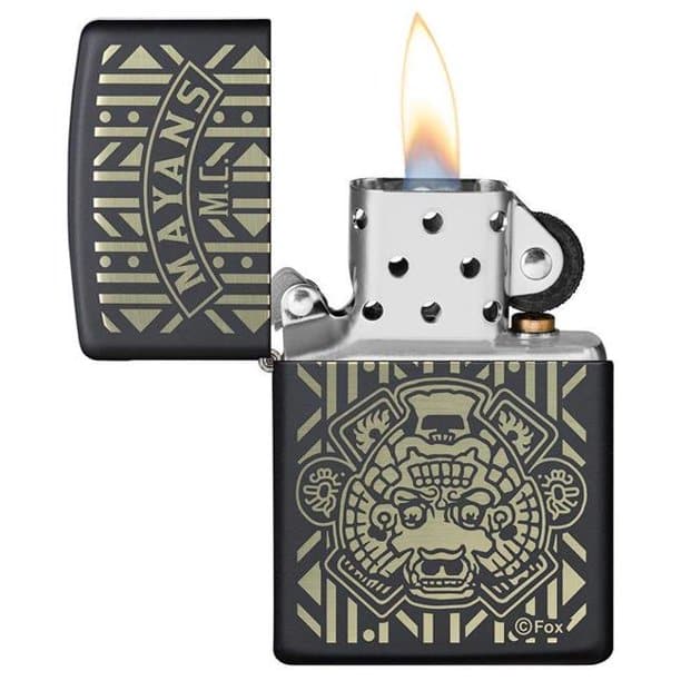 Zippo 49087 Mayans M C Pattern Black Matte Windproof Lighter, Classic Model, Black - OUTBACK