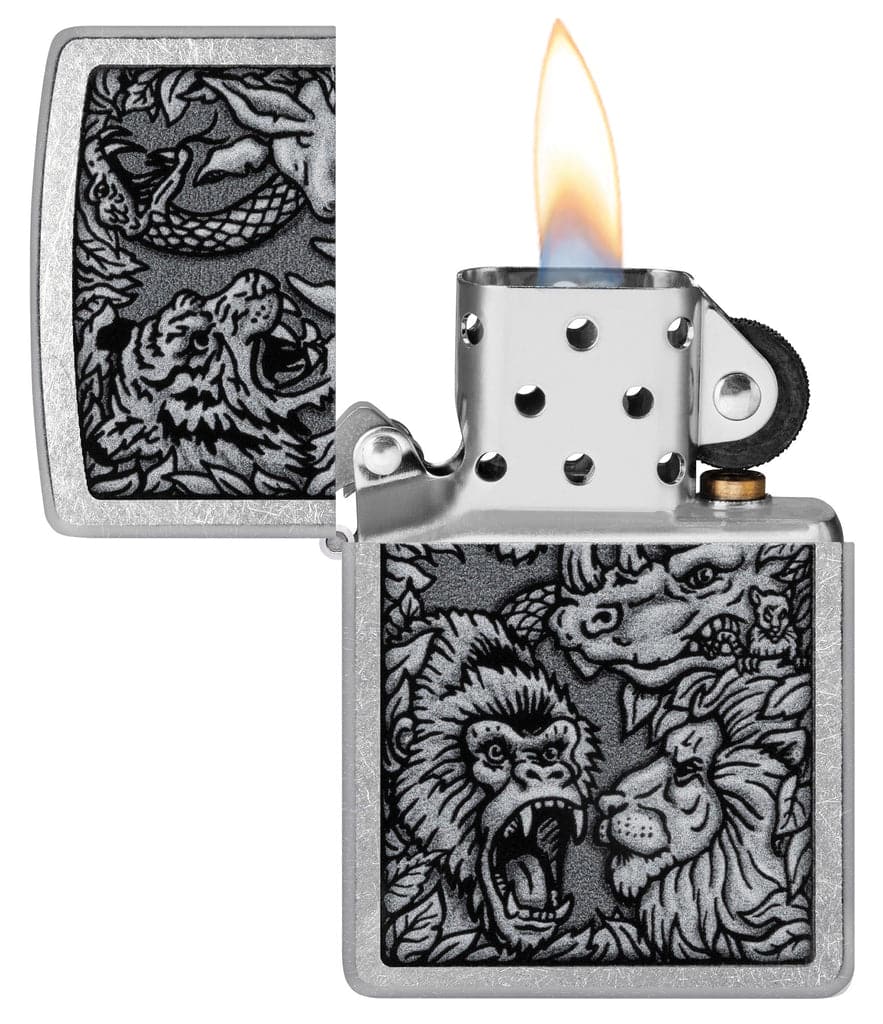 Zippo 48567 207 Jungle Design Street Chrome Windproof Lighter - OUTBACK