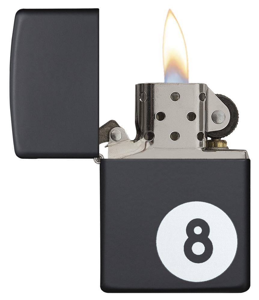 Zippo 28432 Billiards 8-Ball Black Matte Windproof Lighter, Classic Model, Black - OUTBACK