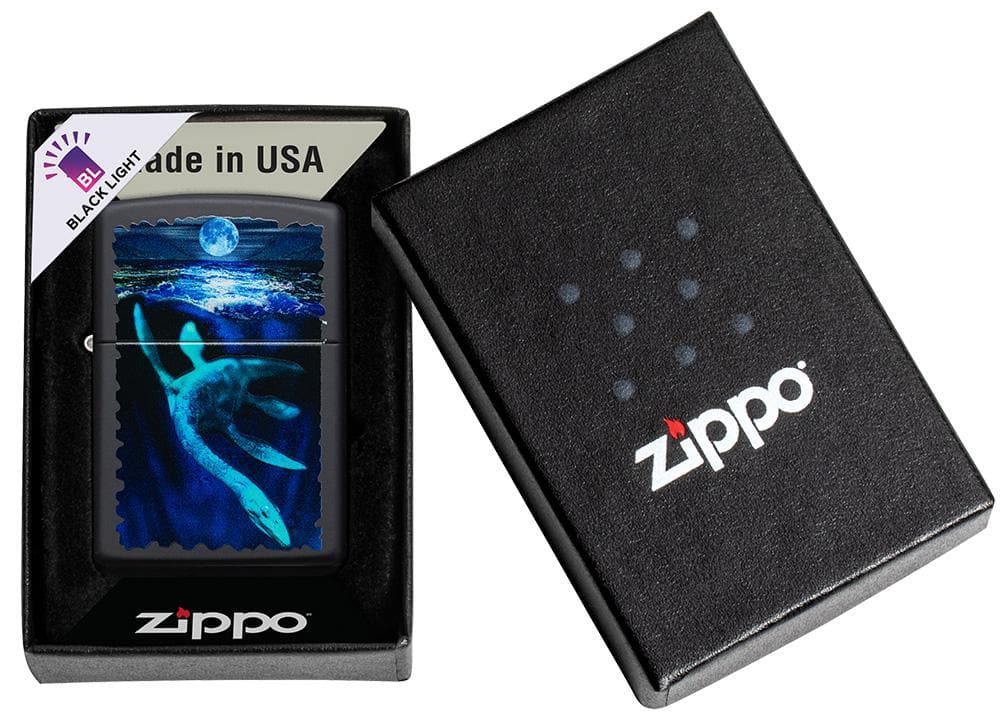 Zippo 49697 218 Black Light Loch Ness Design Black Matte Windproof Lighter - OUTBACK