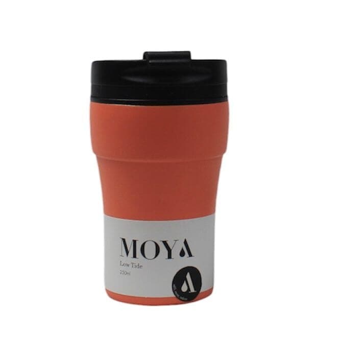 Moya "Low Tide" 250ml Travel Coffee Mug Black/Coral - OUTBACK