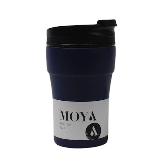 Moya "Low Tide" 250ml Travel Coffee Mug Black/Navy - OUTBACK