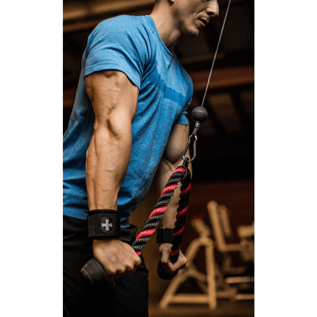 MeFitPro Harbinger Tricep Rope, Black/Red