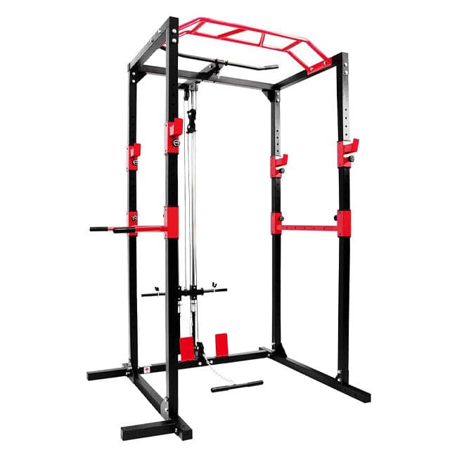 Harley Fitness Heavy Duty Squat Rack & Power Cage with Pull Up Bar and Lat Attachment - Athletix.ae