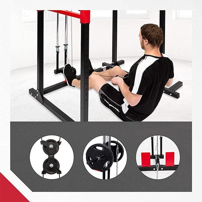 Harley Fitness Heavy Duty Squat Rack & Power Cage with Pull Up Bar and Lat Attachment - Athletix.ae