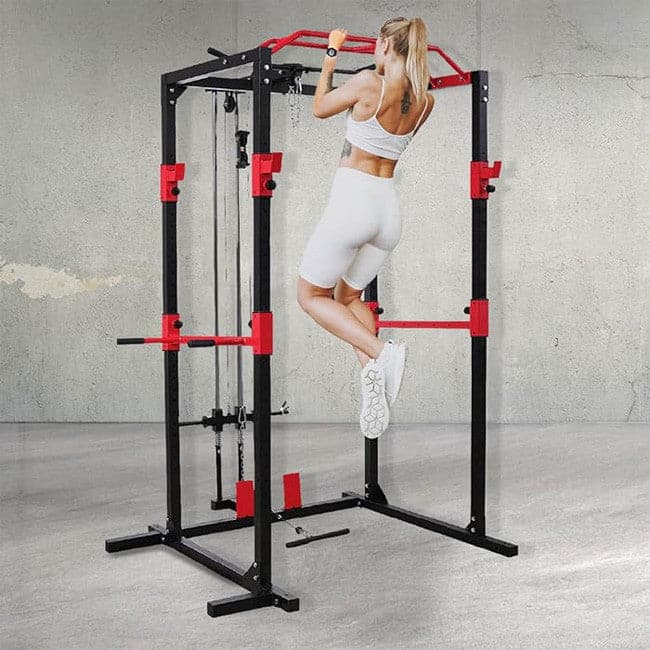 Harley Fitness Heavy Duty Squat Rack & Power Cage with Pull Up Bar and Lat Attachment - Athletix.ae