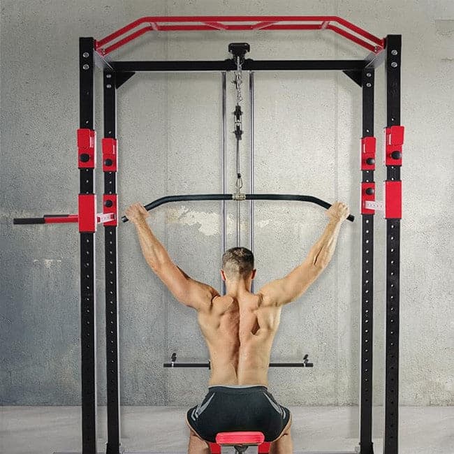 Harley Fitness Heavy Duty Squat Rack & Power Cage with Pull Up Bar and Lat Attachment - Athletix.ae