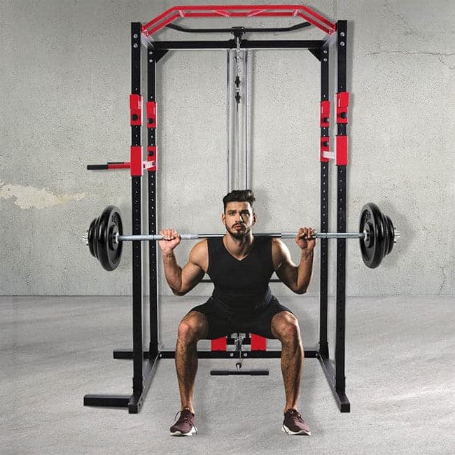 Harley Fitness Heavy Duty Squat Rack & Power Cage with Pull Up Bar and Lat Attachment - Athletix.ae