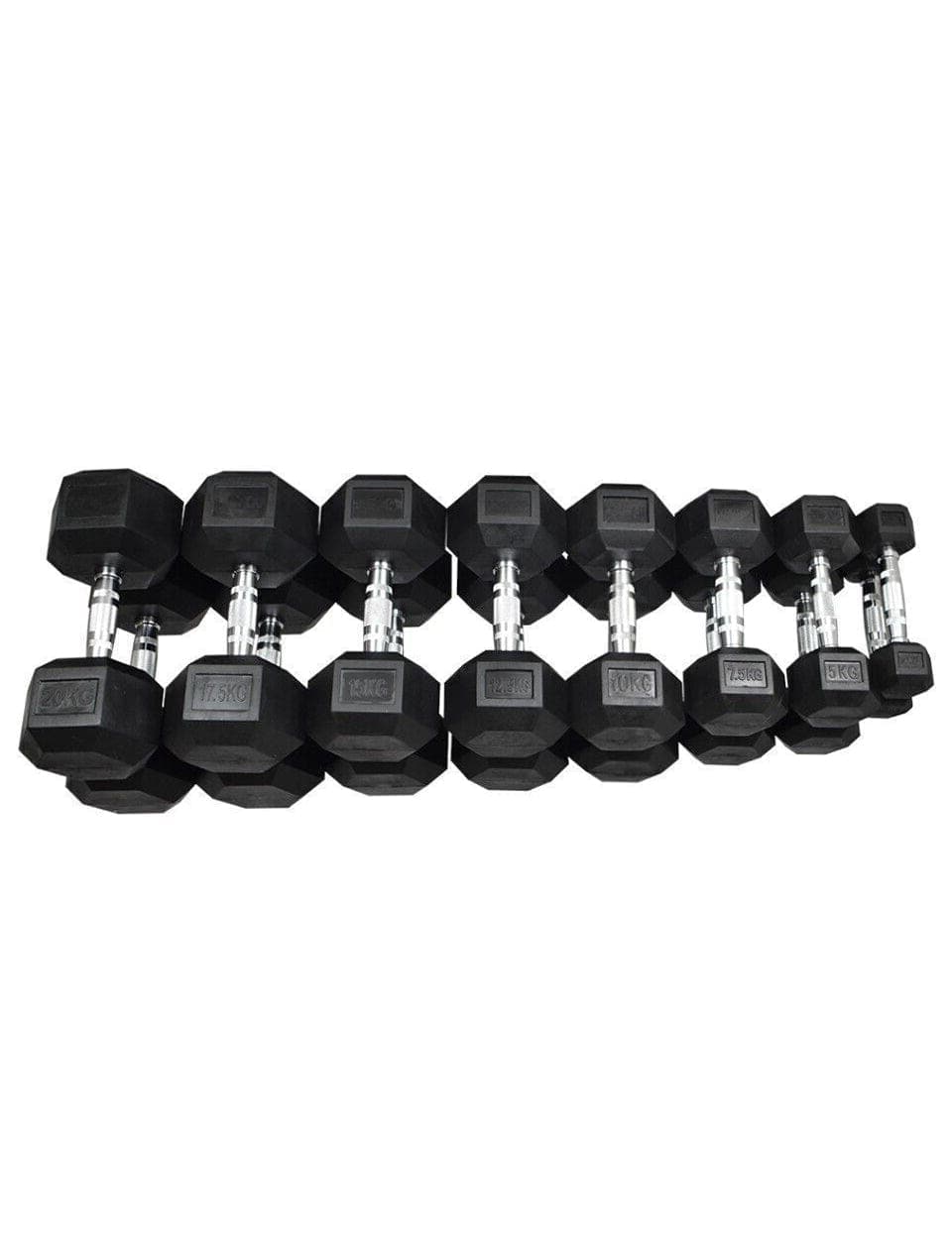 PRSAE Dumbbells 1441 Fitness Hex Dumbbells Set - 2.5 KG to 20 KG ( 8 Pairs)