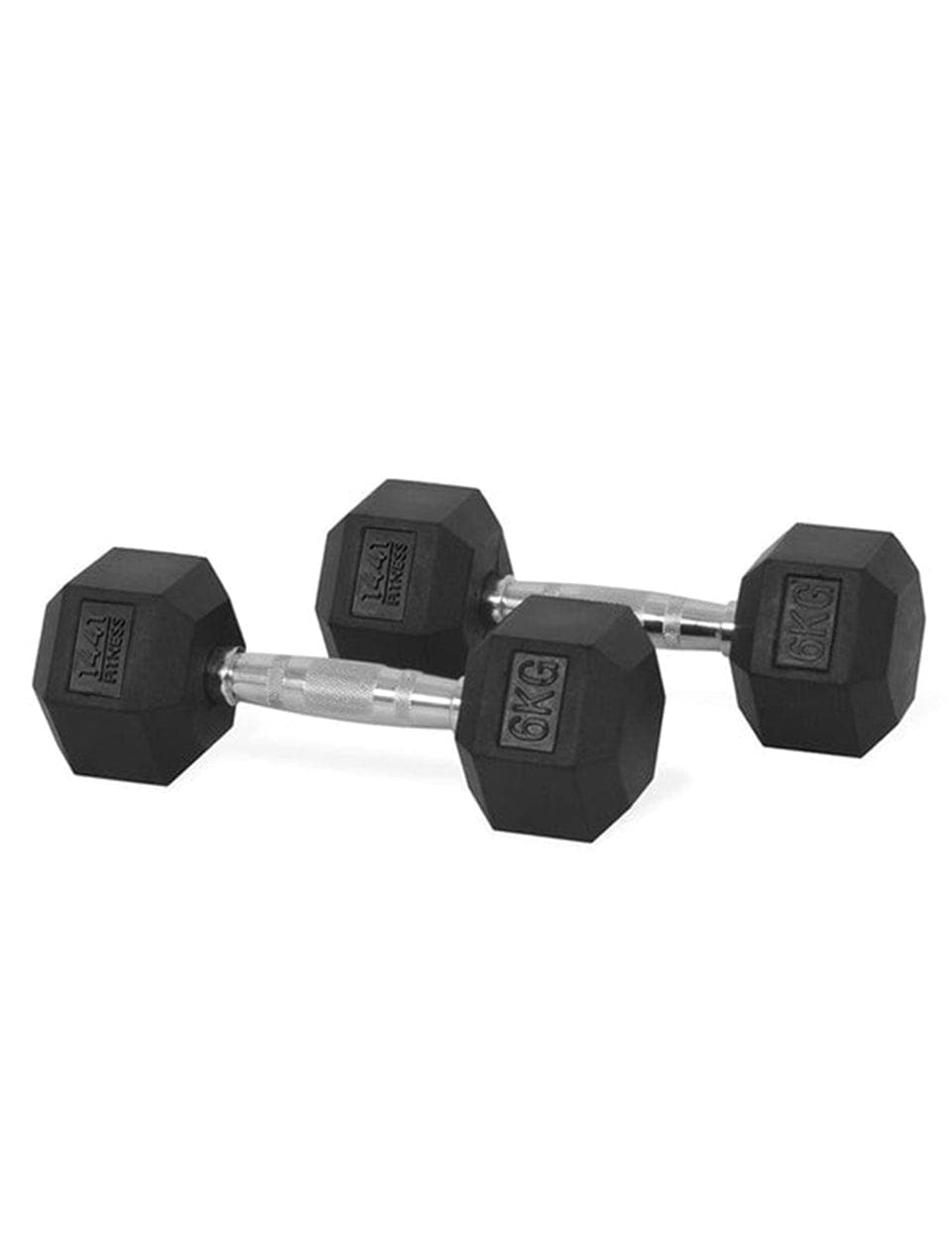 PRSAE Dumbbells 6 KG 1441 Fitness Hex Rubber Dumbbell (Sold as Pair) - 1 Kg to 10 Kg