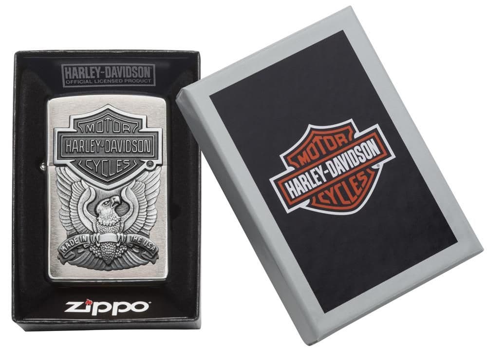 Zippo 200HD.H284 98 Harley-Davidson Made In Usa Eagle Wings Windproof Lighter, Harley-Davidson Model, Silver - OUTBACK