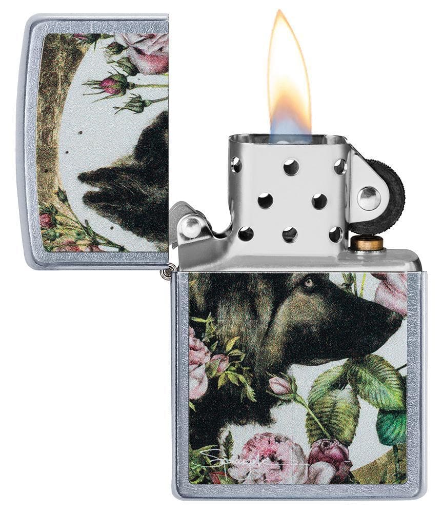 Zippo 49089 Spazuk Dog Street Chrome Windproof Lighter, Classic Model, Silver - OUTBACK