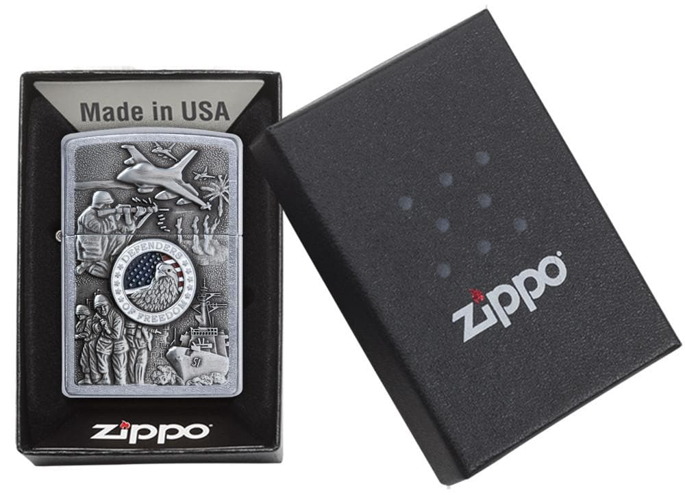 Zippo 24457 207 Joined Forces Military Emblem Chrome Windproof Lighter, Classic Model, Silver - OUTBACK