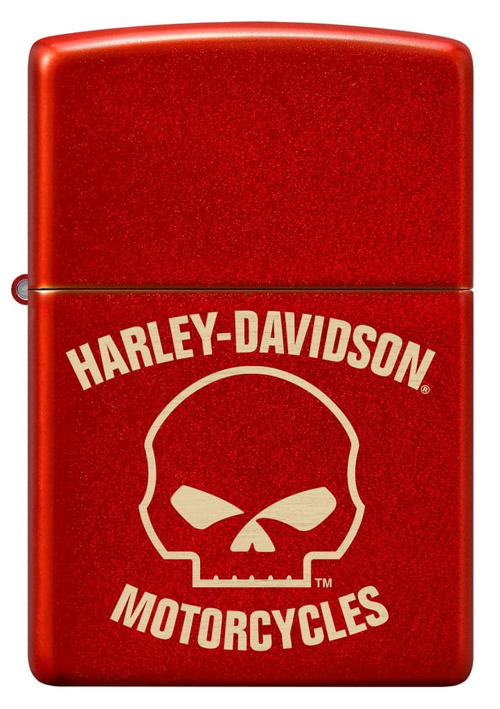 Zippo 48603 49475 Harley Davidson Laser Skull Metallic Red Windproof Lighter - OUTBACK