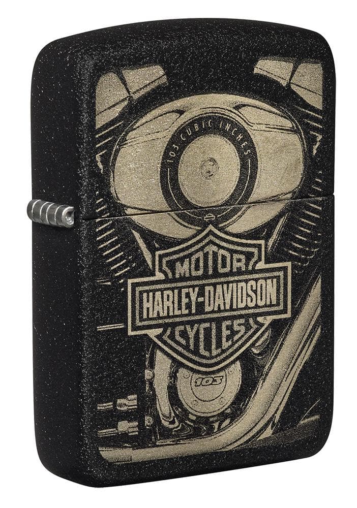 Zippo 49468 28582 Harley-Davidson 1941 Replica Black Crackle Windproof Lighter, Harley-Davidson Model, Black - OUTBACK