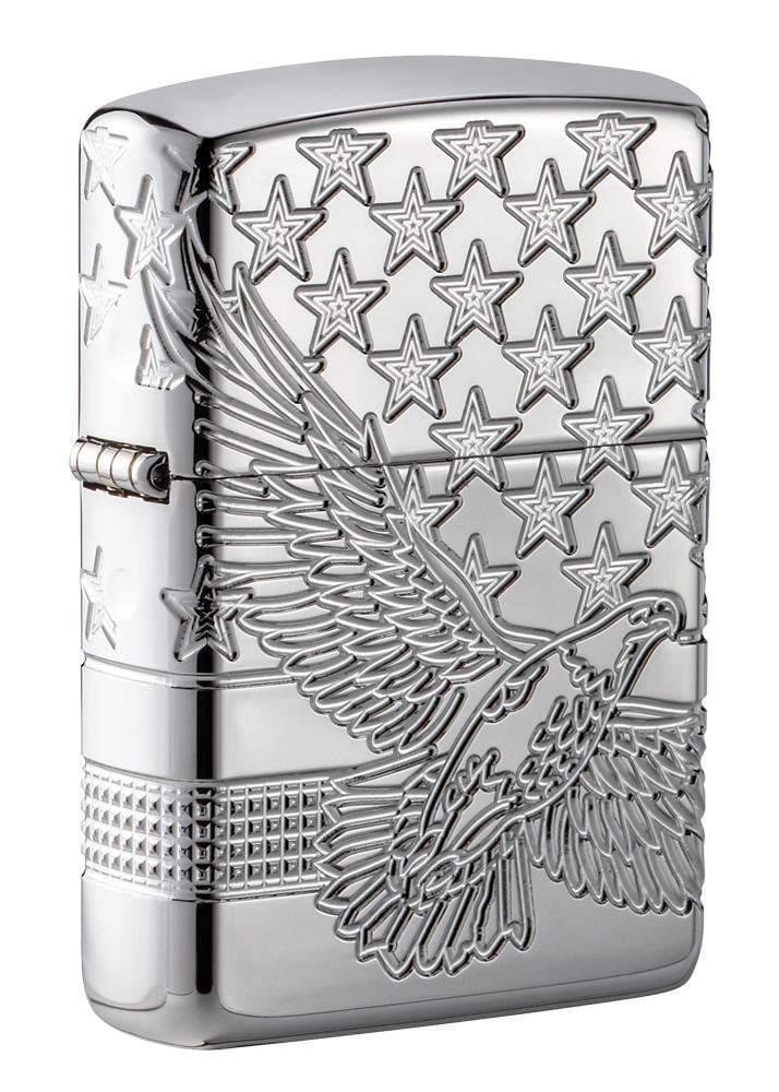 Zippo 49027 167 Patriotic Design High Polish Chrome Windproof Lighter, Classic Model, Silver - OUTBACK