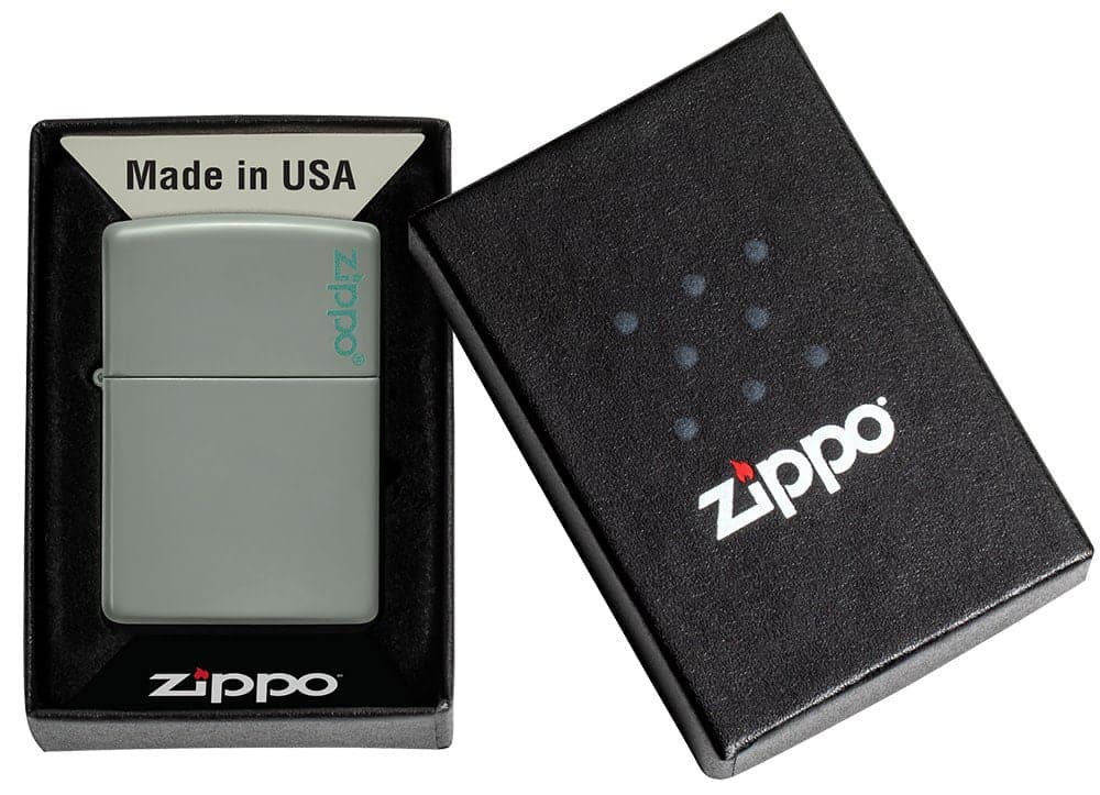 Classic Sage Zippo Logo Windproof Lighter, Classic Model, Grey - OUTBACK