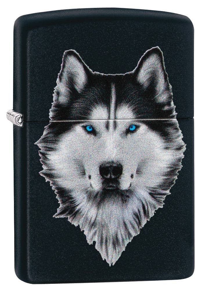 Zippo CI412378 218 Siberian Husky Design Black Matte Windproof Lighter, Middle East Model, Black - OUTBACK