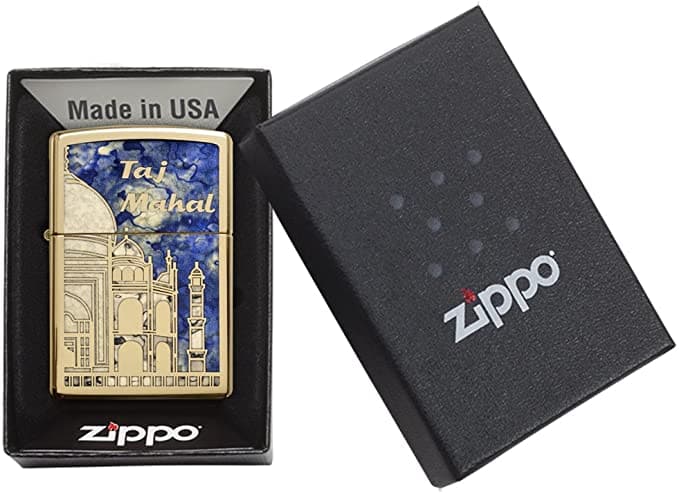 Zippo 29245 254B  Taj Mahal High Polish Brass Windproof Lighter, Classic Model, Gold - OUTBACK