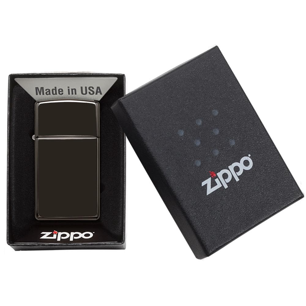 Zippo 28123 Slim High Polish Black Windproof Lighter, Classic Model, Black - OUTBACK