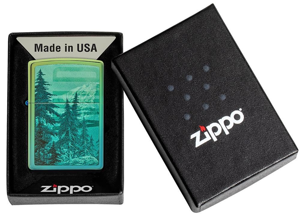 Zippo 49461 49191 Mountain Design High Polish Teal Windproof Lighter, Classic Model, Multi-colour - OUTBACK