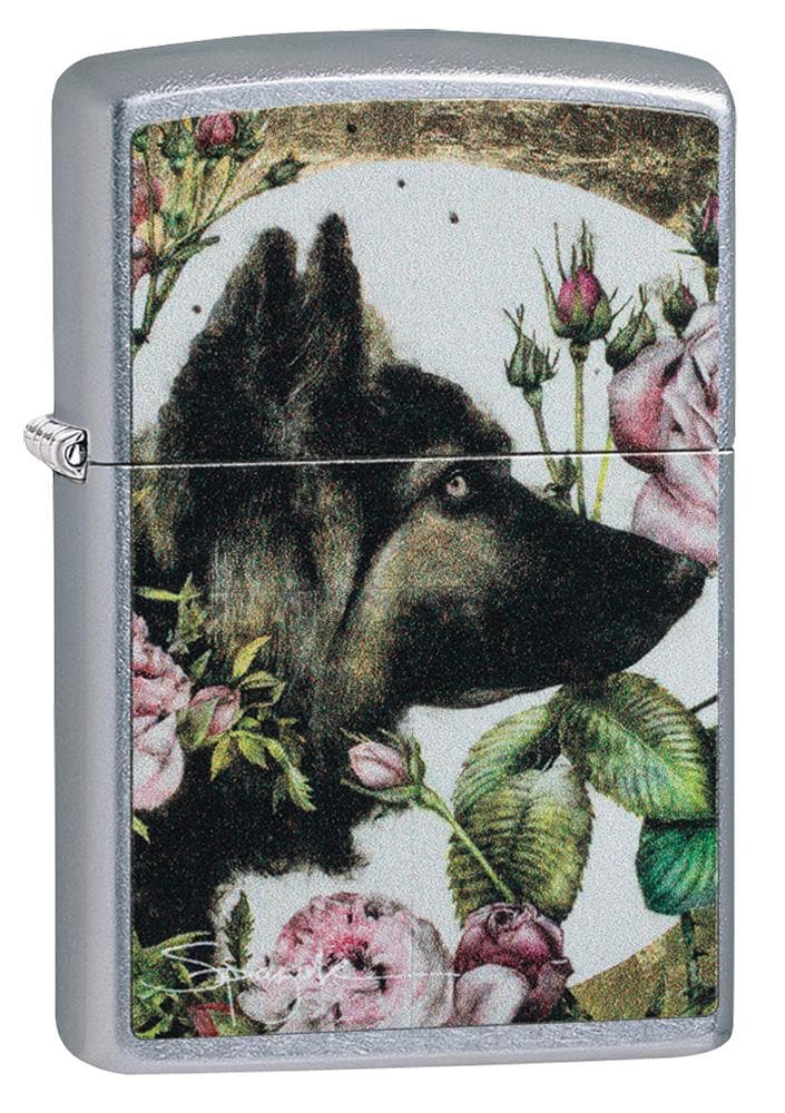 Zippo 49089 Spazuk Dog Street Chrome Windproof Lighter, Classic Model, Silver - OUTBACK