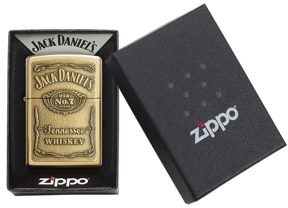 Zippo 254BJD.428 Jack Daniel's Emblem Brass Windproof Lighter, Classic Model, Gold - OUTBACK